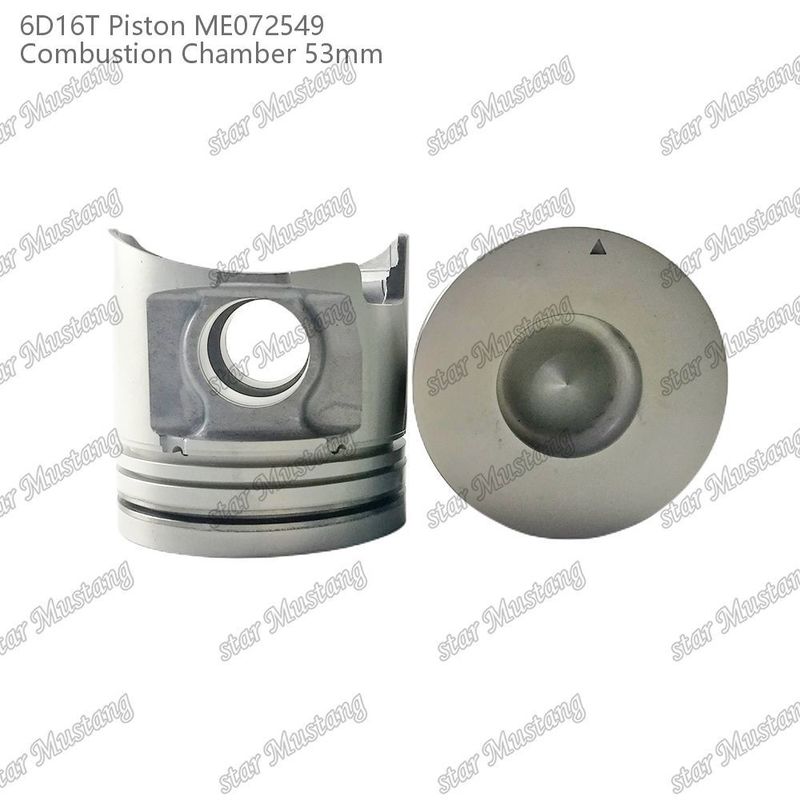 6D16T-24V इंजन पिस्टन कक्ष आकार 53 मिमी 3kx2.5x4 मिमी पिन छेद 38 मिमी ME072549 मित्सुबिशी इंजन स्पेयर पार्ट्स के लिए