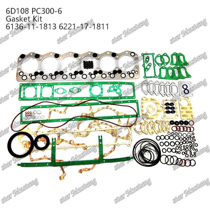 कोमात्सु डीजल इंजन मरम्मत भागों के लिए पूर्ण गैसकेट किट 6D108 PC300-6 6136-11-1813 6221-17-1811 गैसकेट सेट