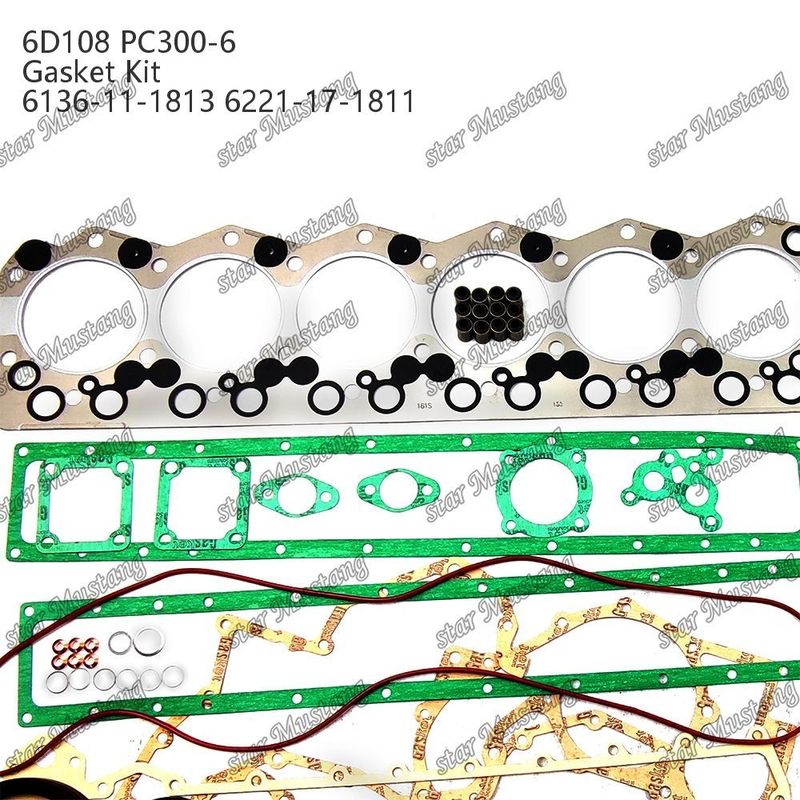 कोमात्सु डीजल इंजन मरम्मत भागों के लिए पूर्ण गैसकेट किट 6D108 PC300-6 6136-11-1813 6221-17-1811 गैसकेट सेट
