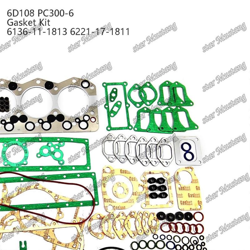 कोमात्सु डीजल इंजन मरम्मत भागों के लिए पूर्ण गैसकेट किट 6D108 PC300-6 6136-11-1813 6221-17-1811 गैसकेट सेट