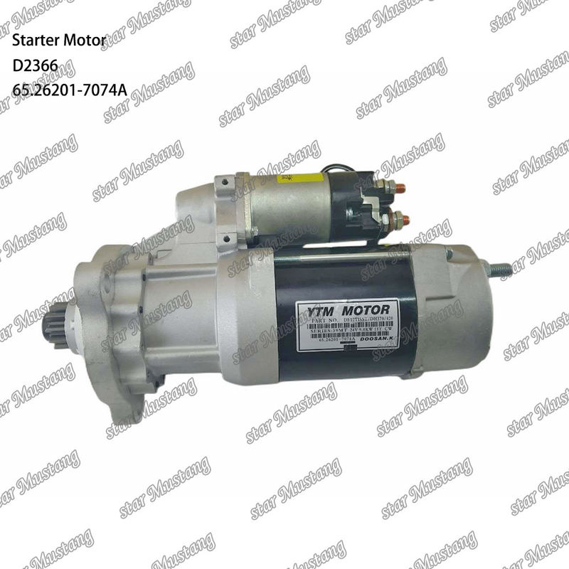 D2366 इंजन स्टार्टर मोटर 39MT 24V 9.0KW 11T 65.26201-7074A DOOSAN DAEWOO इंजन स्पेयर पार्ट्स के लिए
