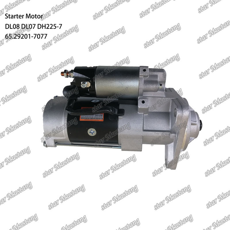 DL08 DL07 DH225-7 इंजन स्टार्टर मोटर 24V 11T 5.5KW 65.29201-7077 DOOSAN DAEWOO इंजन स्पेयर पार्ट्स के लिए