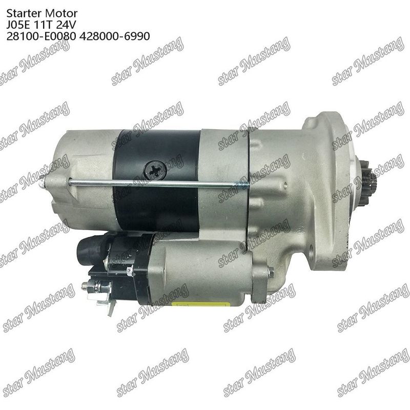 J05E इंजन स्टार्टर मोटर 11T 24V 28100-E0080 428000-6990 HINO इंजन स्पेयर पार्ट्स के लिए