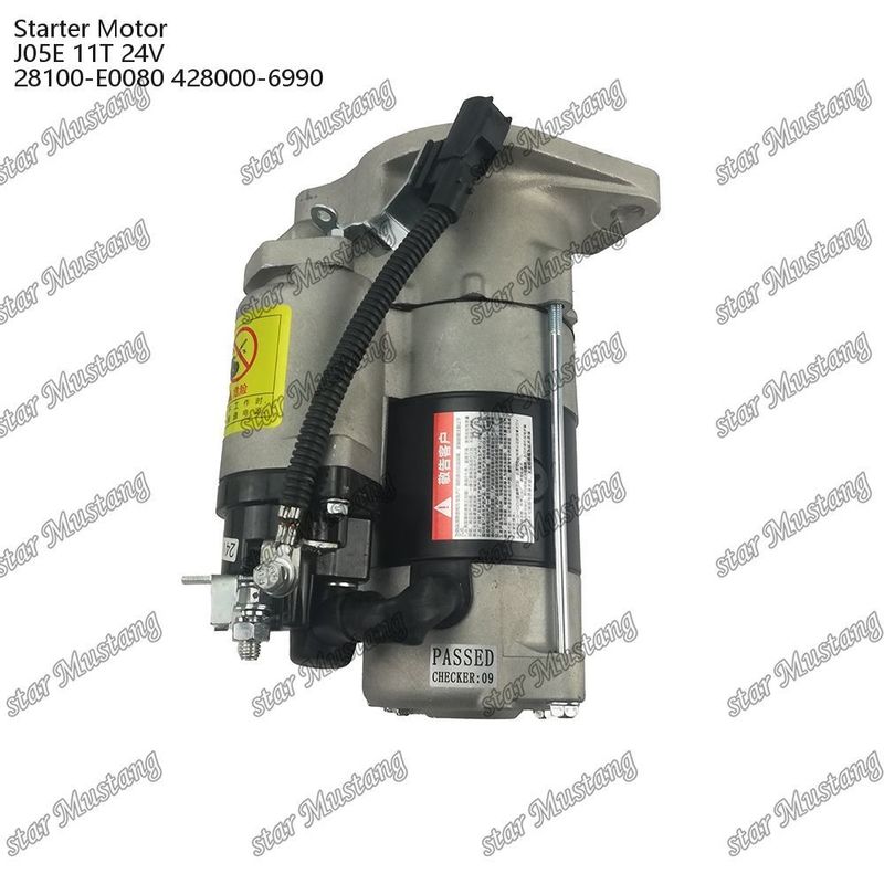 J05E इंजन स्टार्टर मोटर 11T 24V 28100-E0080 428000-6990 HINO इंजन स्पेयर पार्ट्स के लिए