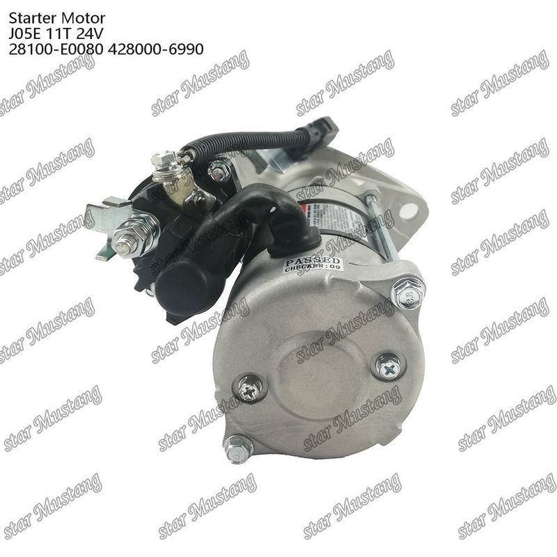 J05E इंजन स्टार्टर मोटर 11T 24V 28100-E0080 428000-6990 HINO इंजन स्पेयर पार्ट्स के लिए
