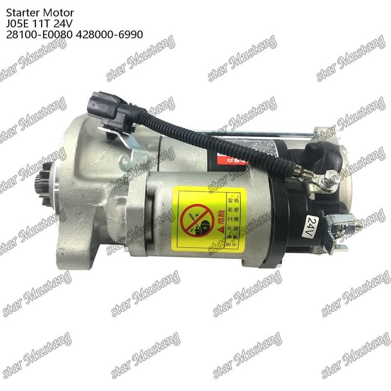 J05E इंजन स्टार्टर मोटर 11T 24V 28100-E0080 428000-6990 HINO इंजन स्पेयर पार्ट्स के लिए