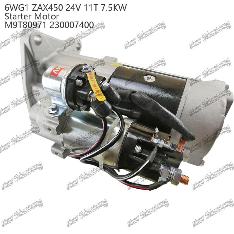 6WG1 ZAX450 इंजन स्टार्टर मोटर 24V 11T 7.5KW DI प्रकार M9T80971 230007400 ISUZU इंजन स्पेयर पार्ट्स के लिए