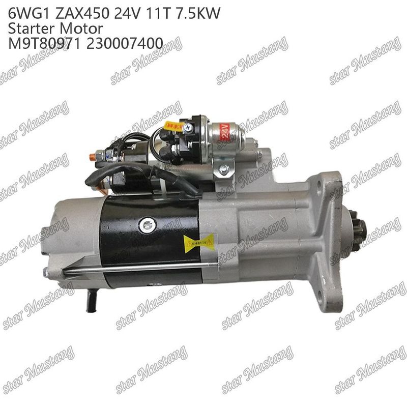6WG1 ZAX450 इंजन स्टार्टर मोटर 24V 11T 7.5KW DI प्रकार M9T80971 230007400 ISUZU इंजन स्पेयर पार्ट्स के लिए