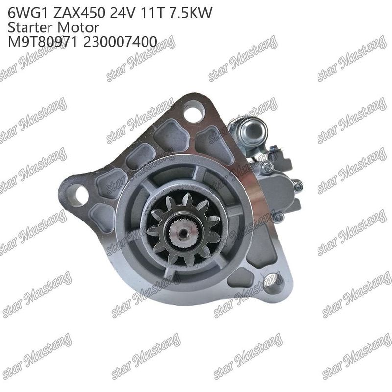 6WG1 ZAX450 इंजन स्टार्टर मोटर 24V 11T 7.5KW DI प्रकार M9T80971 230007400 ISUZU इंजन स्पेयर पार्ट्स के लिए