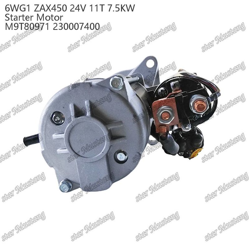 6WG1 ZAX450 इंजन स्टार्टर मोटर 24V 11T 7.5KW DI प्रकार M9T80971 230007400 ISUZU इंजन स्पेयर पार्ट्स के लिए